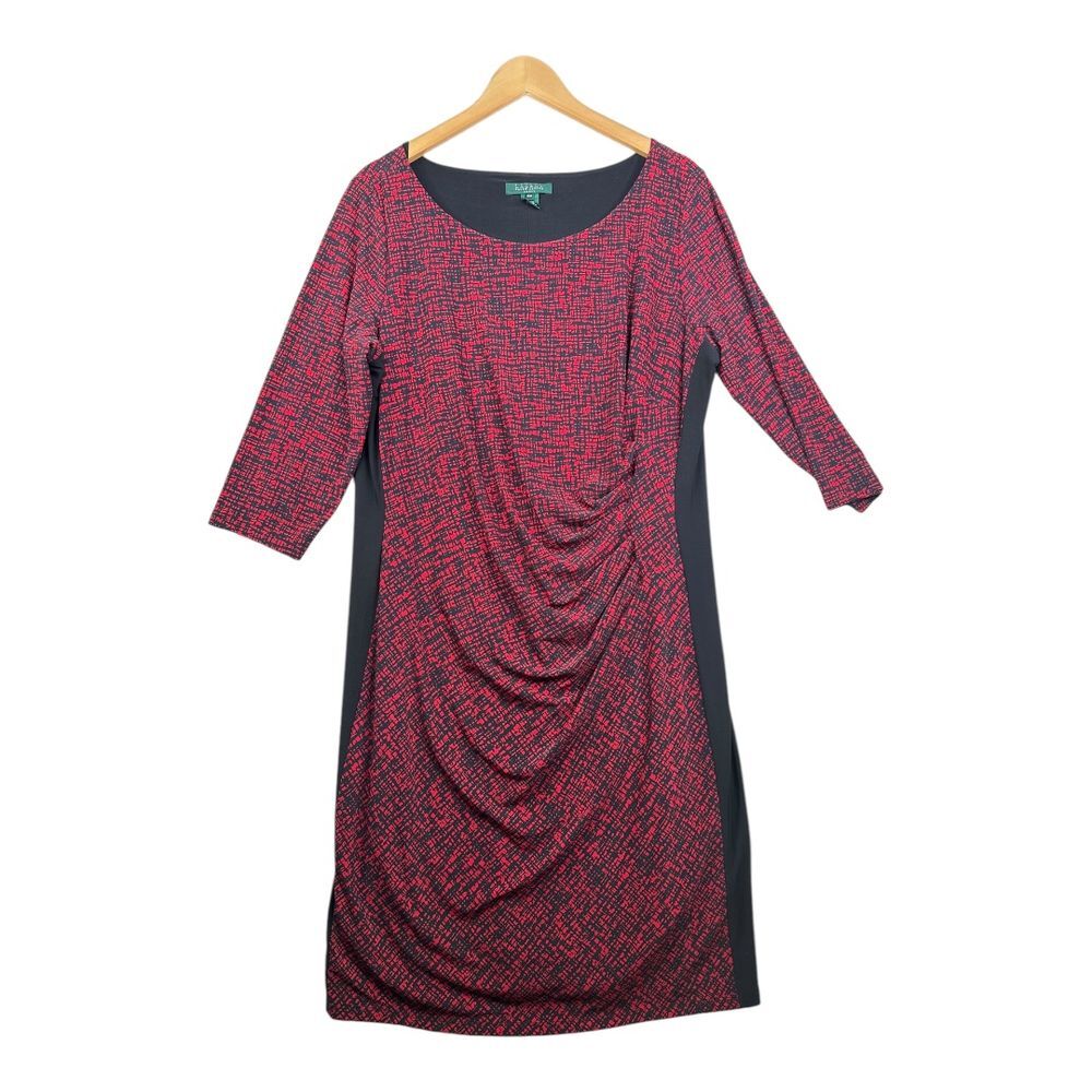 Lauren Ralph Lauren Sheath Knee Length Half Sleeve Dress size 16W Red/Black